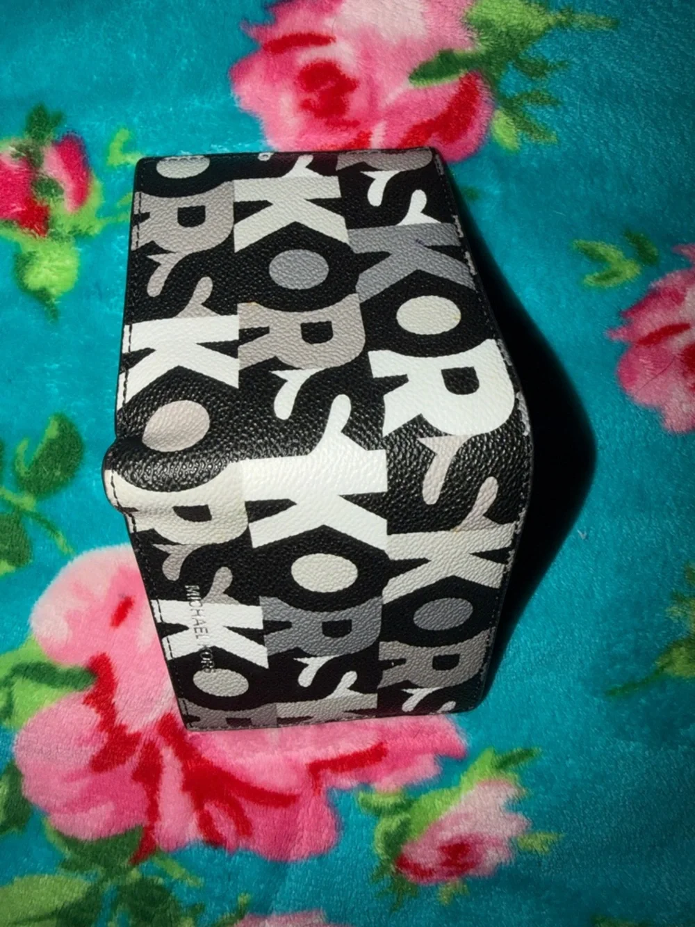 Michael Kors Black, White and Gray Logo Fold Wallet